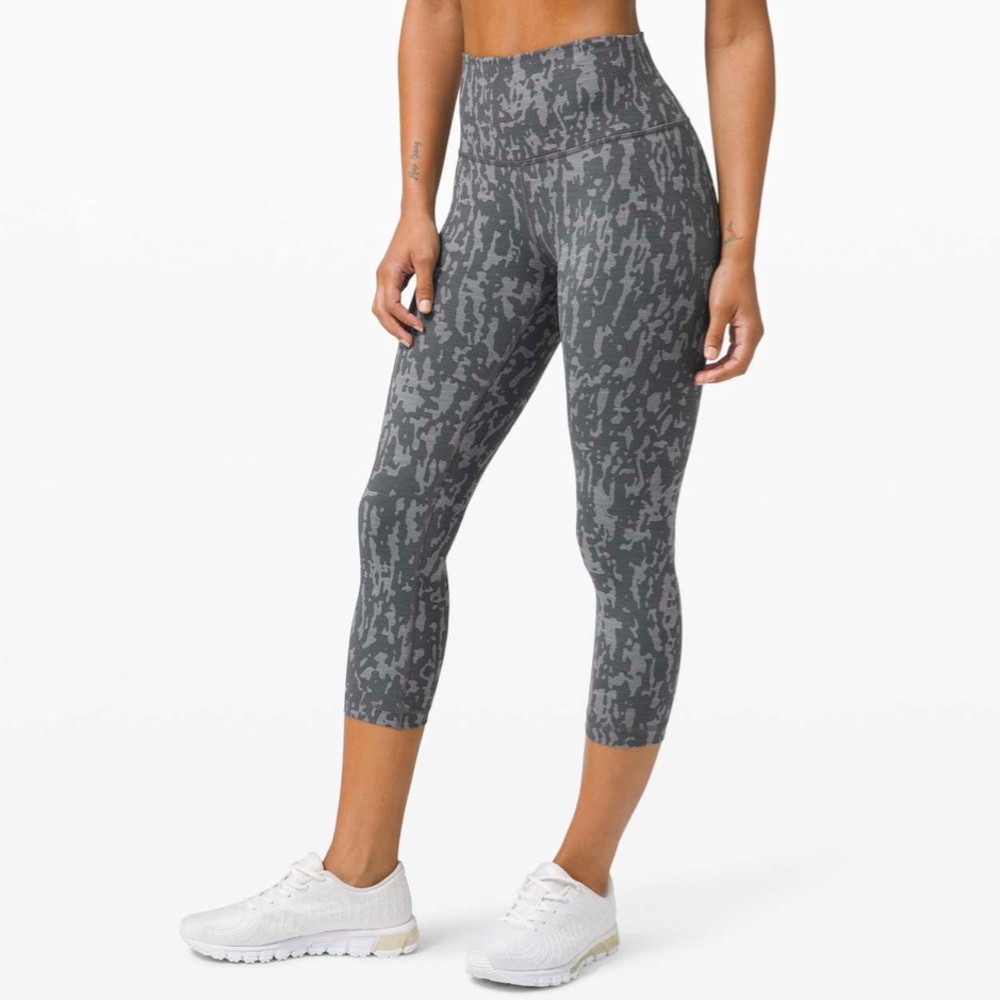 Lululemon | Wunder Train High-Rise Crop Heathered PU Black Asphalt Grey Size 6